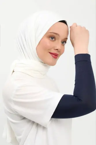 Düz Dikişsiz Pratik Likralı Tesettür Penye Namaz Kolluğu Lacivert - ihvanonline (1)