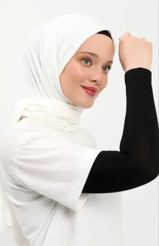 Düz Dikişsiz Pratik Likralı Tesettür Penye Namaz Kolluğu Siyah - ihvanonline (1)