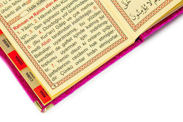 Economical Velvet Coated Yasin Book - Bag Size - Pushhya Color - Religious Gift
