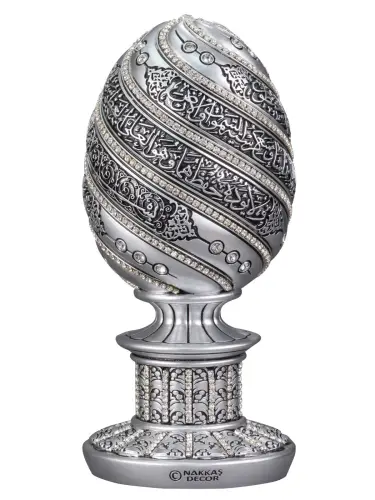 Egg Trinket Ayetel Kursi Silver Color (Large) - 3