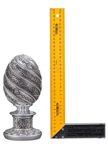 Egg Trinket Ayetel Kursi Silver Color (Large) - 2