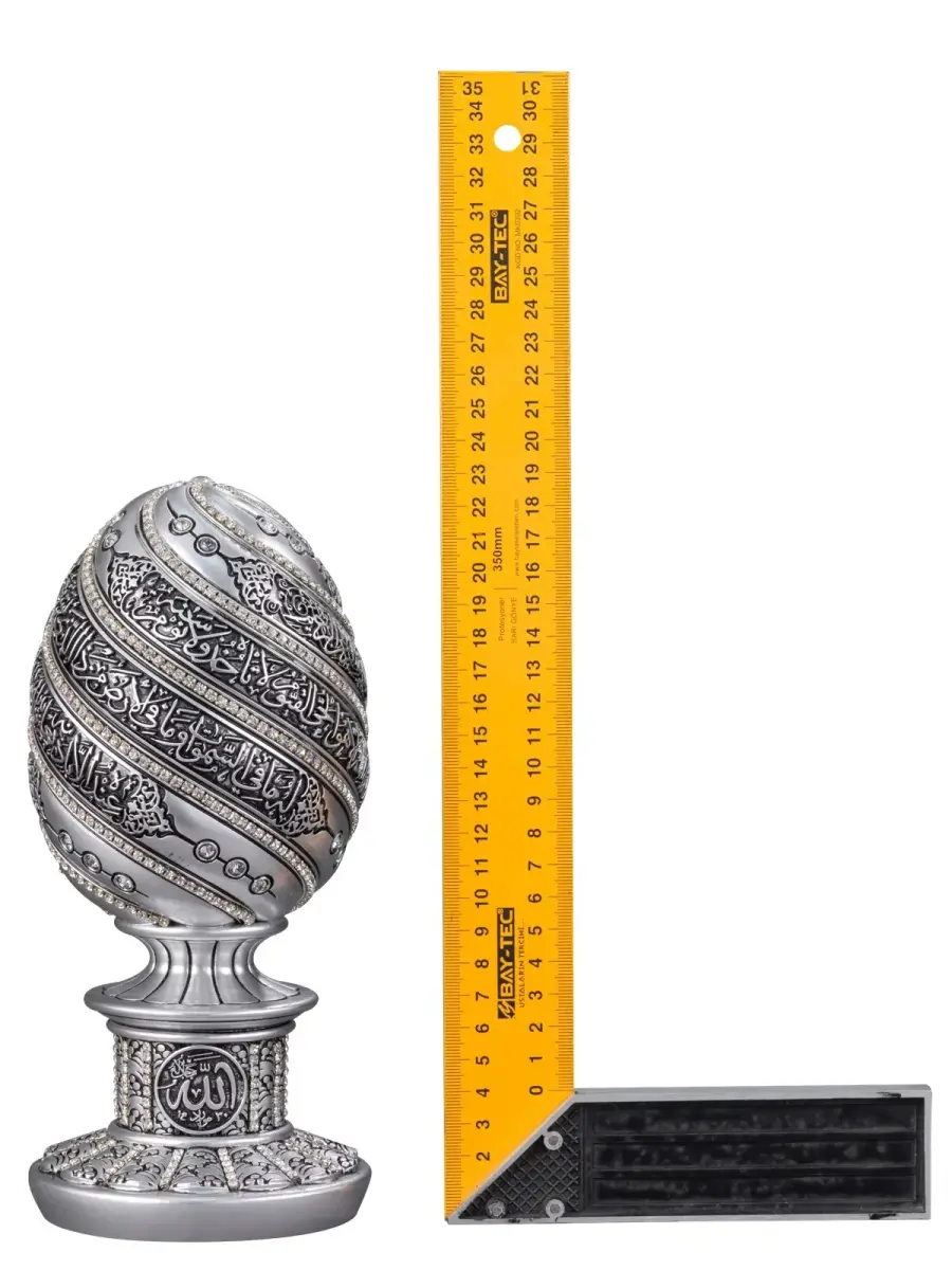 Egg Trinket Ayetel Kursi Silver Color (Large) - 2