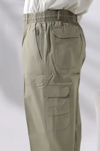 Erkek Açık Haki Yandan Cepli Rahat Kesim Beli Lastikli Kargo Şalvar Pantolon - 3