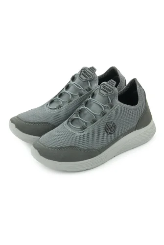 Erkek Bağcıksız Hava Alabilen Spor Ayakkabı - Hafif Taban Günlük Yürüyüş Ayakkabısı - Gri - 4