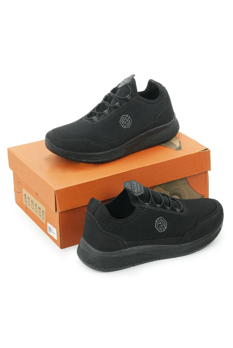 Erkek Bağcıksız Hava Alabilen Spor Ayakkabı - Hafif Taban Günlük Yürüyüş Ayakkabısı - Siyah - 2