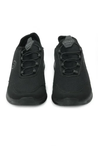 Erkek Bağcıksız Hava Alabilen Spor Ayakkabı - Hafif Taban Günlük Yürüyüş Ayakkabısı - Siyah - 3