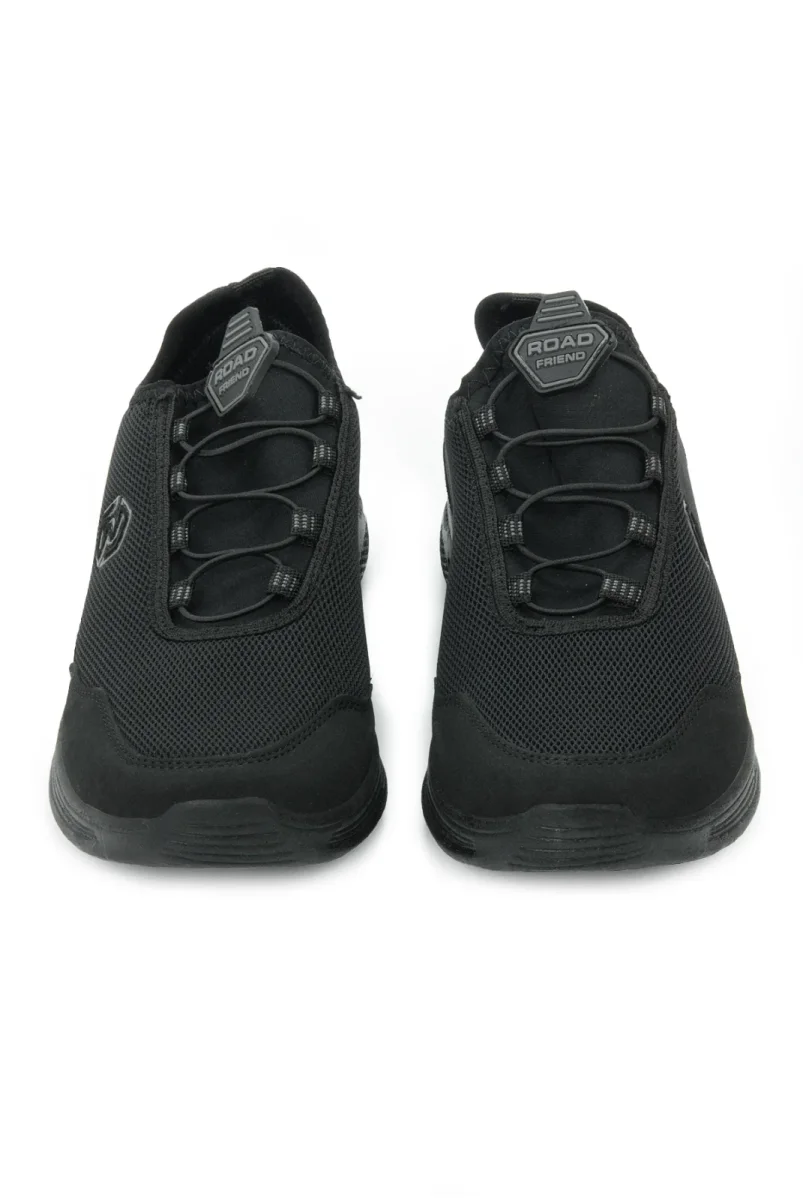Erkek Bağcıksız Hava Alabilen Spor Ayakkabı - Hafif Taban Günlük Yürüyüş Ayakkabısı - Siyah - 3