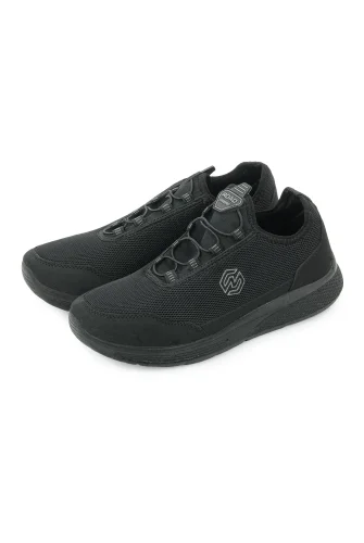 Erkek Bağcıksız Hava Alabilen Spor Ayakkabı - Hafif Taban Günlük Yürüyüş Ayakkabısı - Siyah - 4