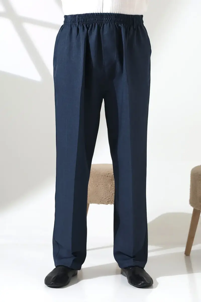 Erkek Beli Lastikli Cepli Hac Umre Kumaş Şalvar Pantolon - Petrol(ISR) - 5