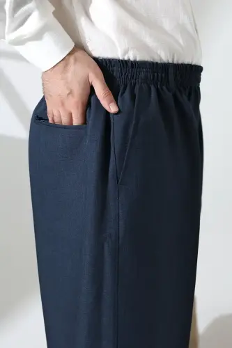 Erkek Beli Lastikli Cepli Hac Umre Kumaş Şalvar Pantolon - Petrol(ISR) - 6