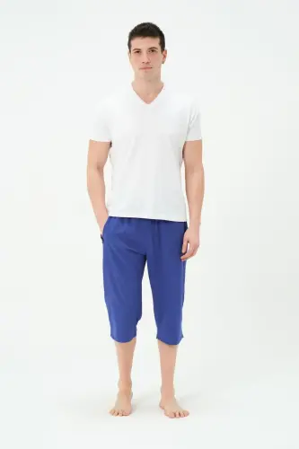 Erkek Büyük Beden Uzun Deniz Şortu 2827-25 Saks - 4