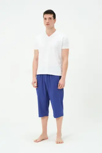 Erkek Büyük Beden Uzun Deniz Şortu 2827-25 Saks - 5