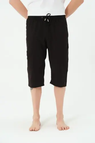 Erkek Büyük Beden Uzun Deniz Şortu 2827-25 Siyah - 5