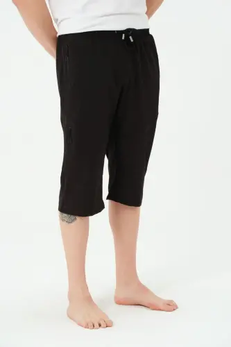 Erkek Büyük Beden Uzun Deniz Şortu 2827-25 Siyah - 6