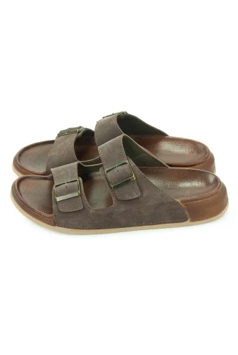 Erkek Çift Tokalı Ortopedik Hac Umre Terliği - Ergonomik Rahat Taban Günlük Terlik - Kahverengi - 6