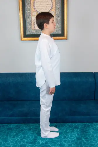Erkek Çocuk Hac Umre Yarım Patlı Gömlek Pantolon Takım - Beyaz (Krk) - 4