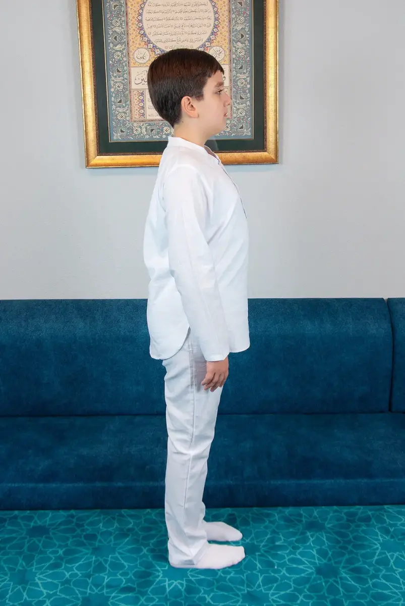 Erkek Çocuk Hac Umre Yarım Patlı Gömlek Pantolon Takım - Beyaz (Krk) - 4