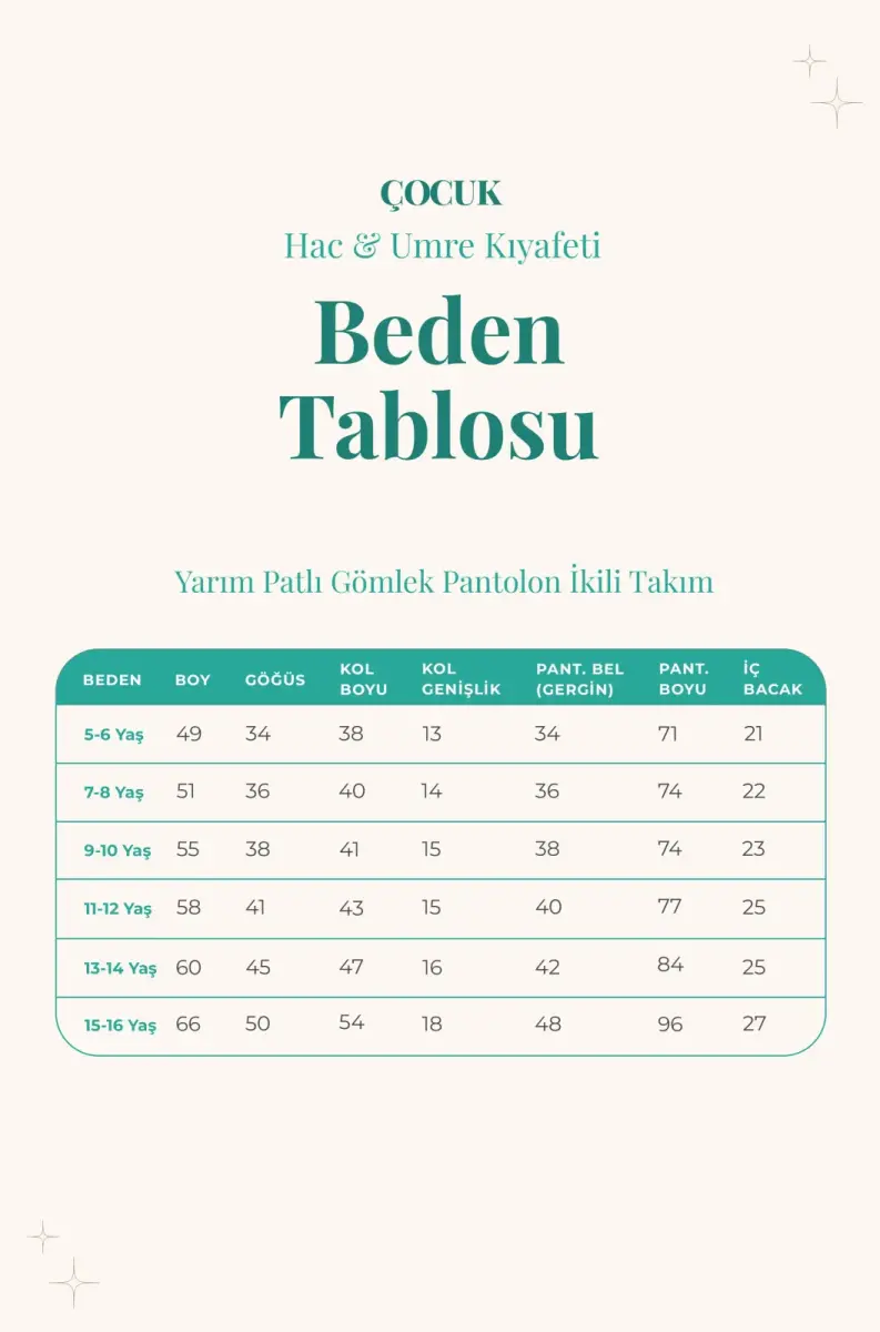 Erkek Çocuk Hac Umre Yarım Patlı Gömlek Pantolon Takım - Bej (Krk) - 3
