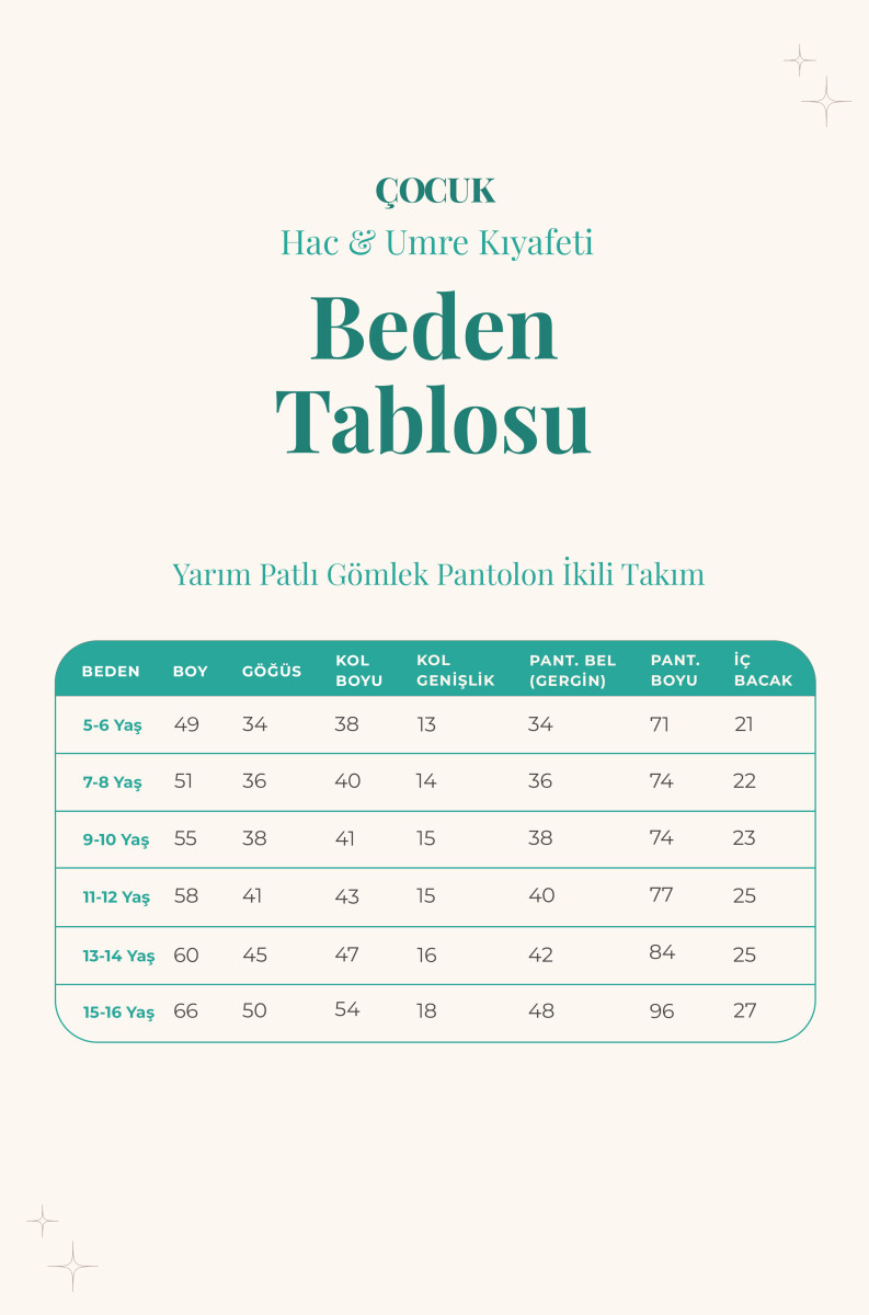 Erkek Çocuk Hac Umre Yarım Patlı Gömlek Pantolon Takım - Bej (Krk) - 3