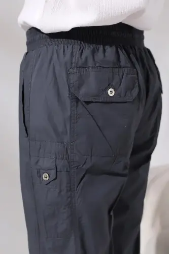 Erkek Füme Çınar Beach Yandan Cepli Rahat Kesim Beli Lastikli Kargo Şalvar Pantolon - 4