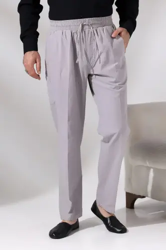 Erkek Gri Çınar Beach Yandan Cepli Rahat Kesim Beli Lastikli Kargo Şalvar Pantolon - ihvanonline (1)