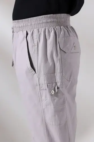 Erkek Gri Çınar Beach Yandan Cepli Rahat Kesim Beli Lastikli Kargo Şalvar Pantolon - 3