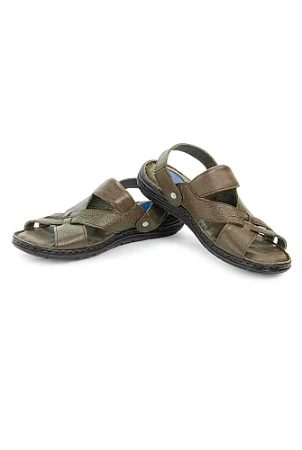 Erkek Hakiki Deri Hac Umre Sandaleti Anatomik Ortopedik Tabanlı Rahat Sandalet Terlik - Kahverengi - 8