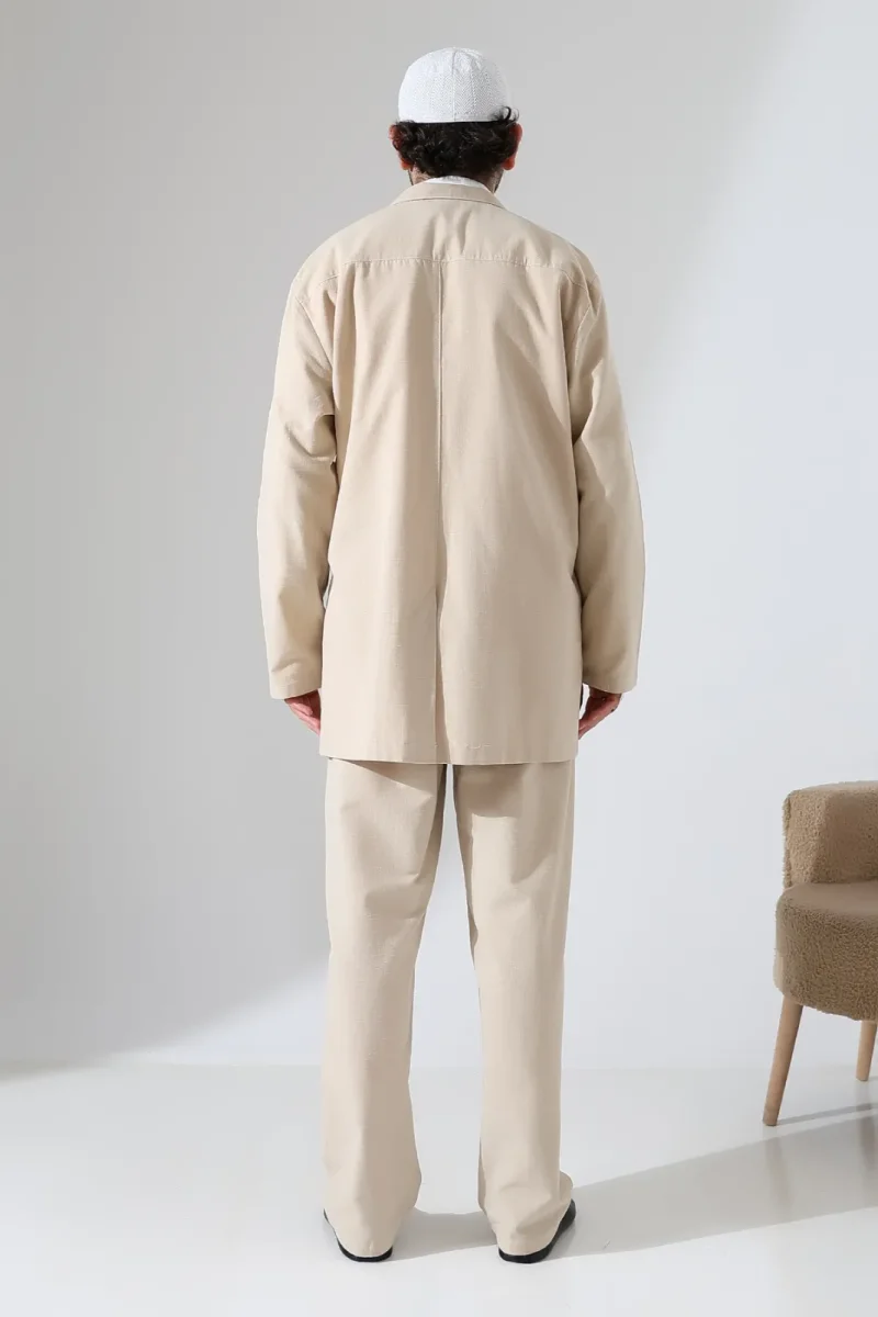 Erkek Keten İkili Safari Takım - Hac ve Umre Kıyafeti Bej (SFA) - 7
