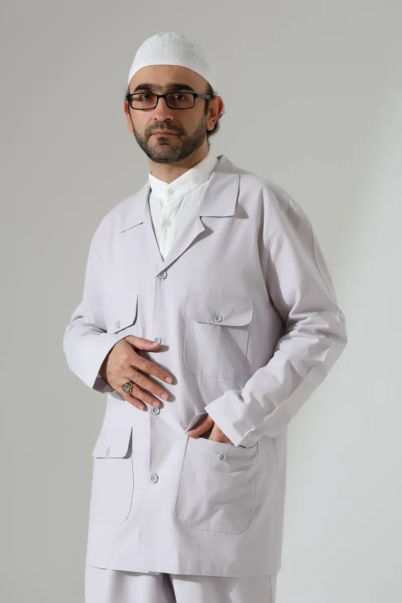 Erkek Keten İkili Safari Takım - Hac ve Umre Kıyafeti Gri (SFA) - 6