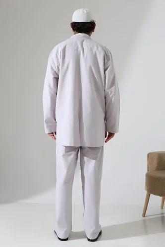 Erkek Keten İkili Safari Takım - Hac ve Umre Kıyafeti Gri (SFA) - 7