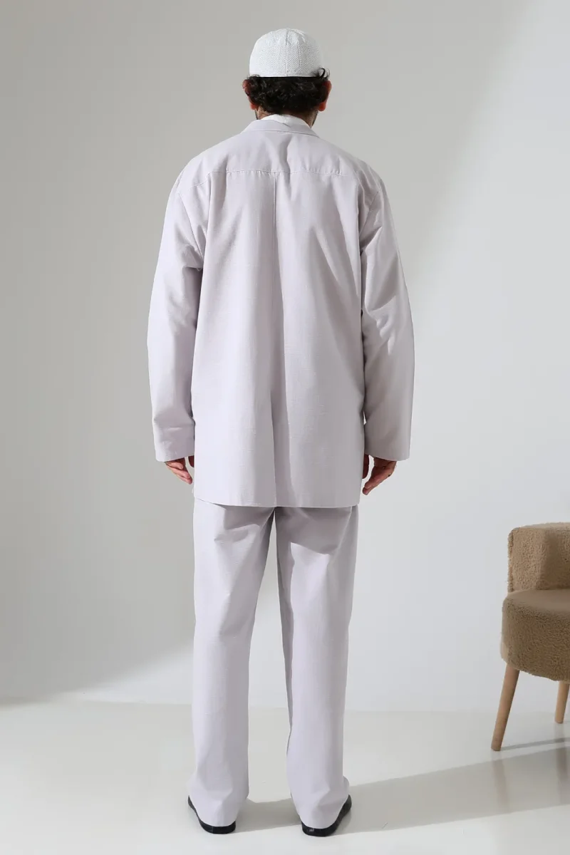 Erkek Keten İkili Safari Takım - Hac ve Umre Kıyafeti Gri (SFA) - 7