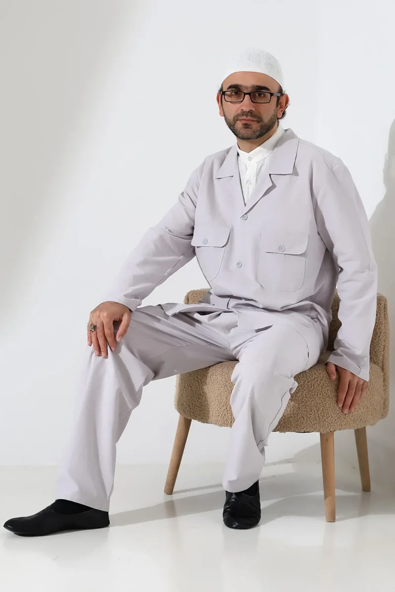 Erkek Keten İkili Safari Takım - Hac ve Umre Kıyafeti Gri (SFA) - 8