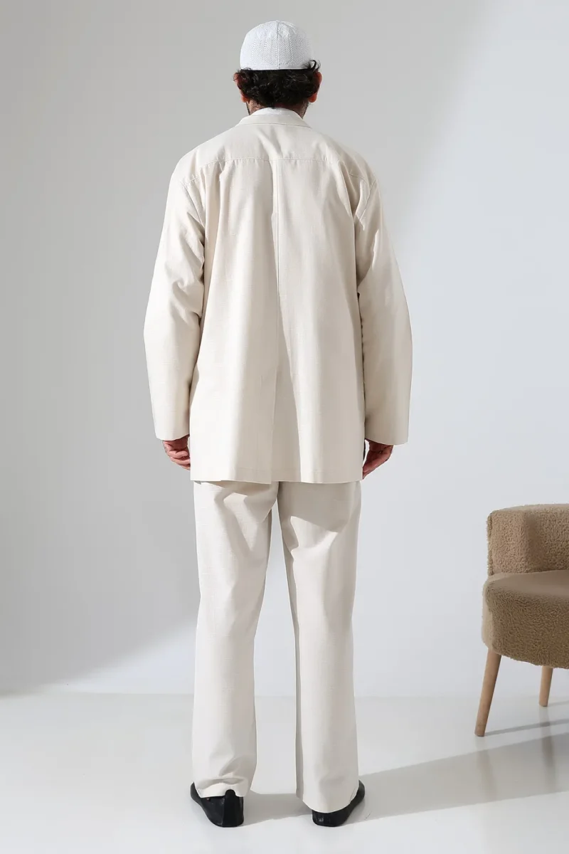 Erkek Keten İkili Safari Takım - Hac ve Umre Kıyafeti Krem (SFA) - 7