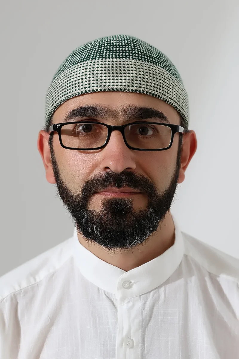 Erkek Kışlık Orlon Katlamalı Namaz Takkesi – Nokta Desenli - Yeşil - 2