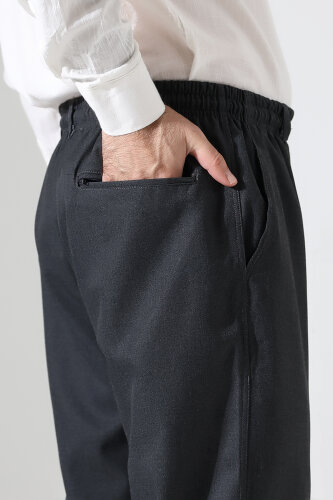 Erkek Kışlık Rahat Kesim Beli Lastikli Cepli Modern Kumaş Şalvar Pantolon - Antrasit (IHVN) - 6