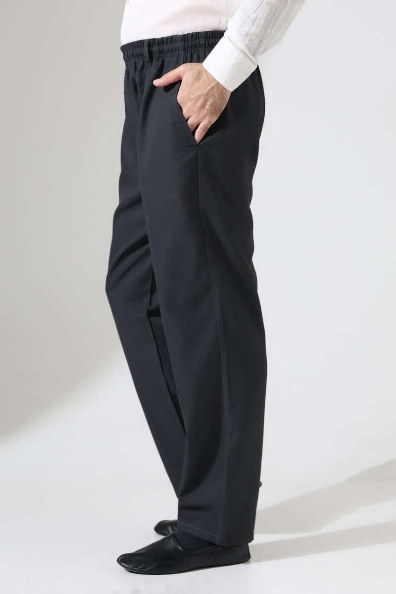 Erkek Kışlık Rahat Kesim Beli Lastikli Cepli Modern Kumaş Şalvar Pantolon - Antrasit (IHVN) - 1