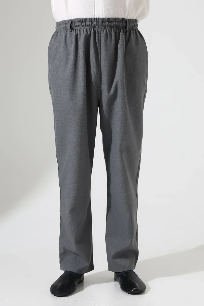 Erkek Kışlık Rahat Kesim Beli Lastikli Cepli Modern Kumaş Şalvar Pantolon - Gri (IHVN) - 7