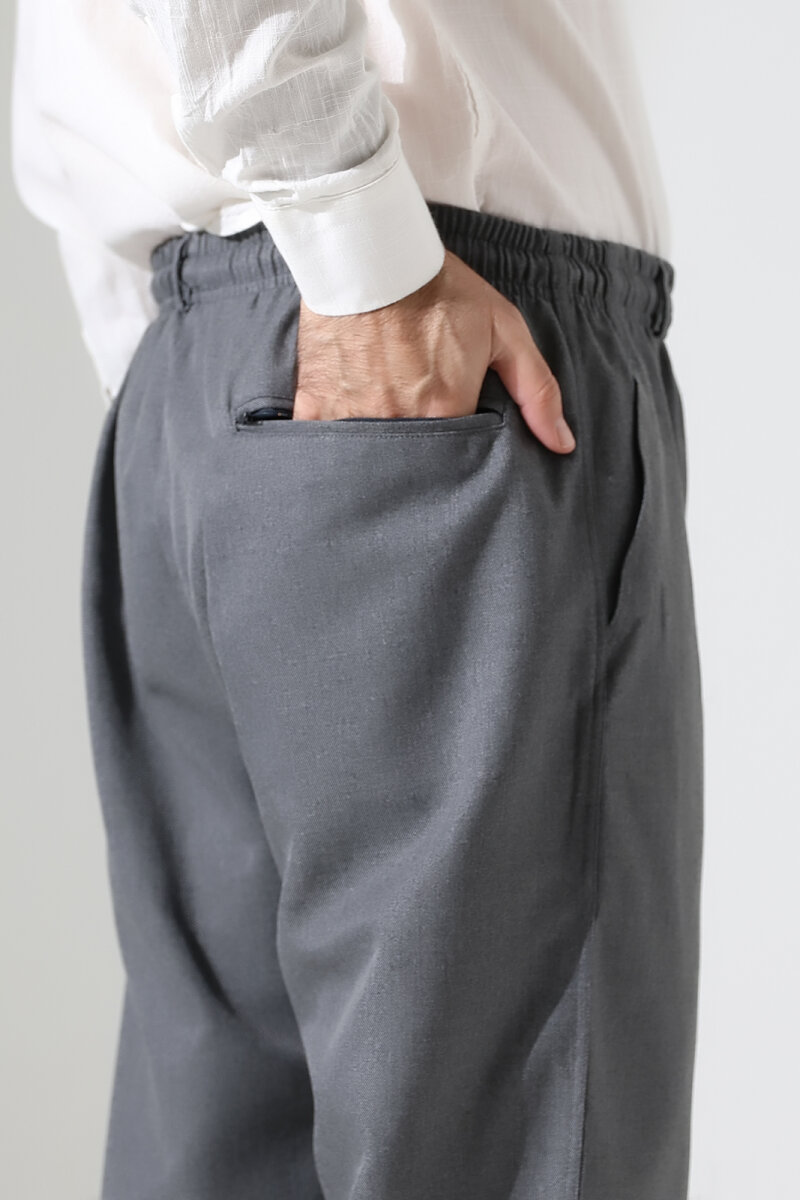 Erkek Kışlık Rahat Kesim Beli Lastikli Cepli Modern Kumaş Şalvar Pantolon - Gri (IHVN) - 6