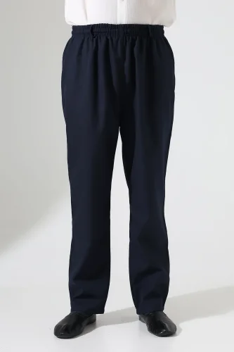 Erkek Kışlık Rahat Kesim Beli Lastikli Cepli Modern Kumaş Şalvar Pantolon - Lacivert (IHVN) - 6