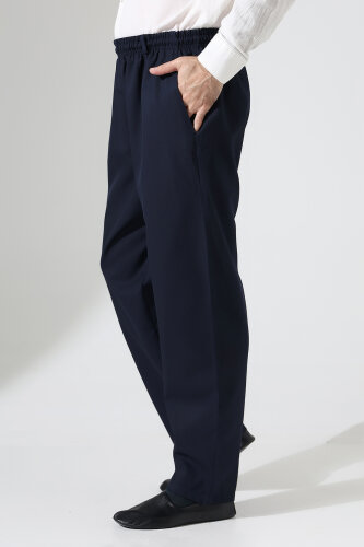 Erkek Kışlık Rahat Kesim Beli Lastikli Cepli Modern Kumaş Şalvar Pantolon - Lacivert (IHVN) 