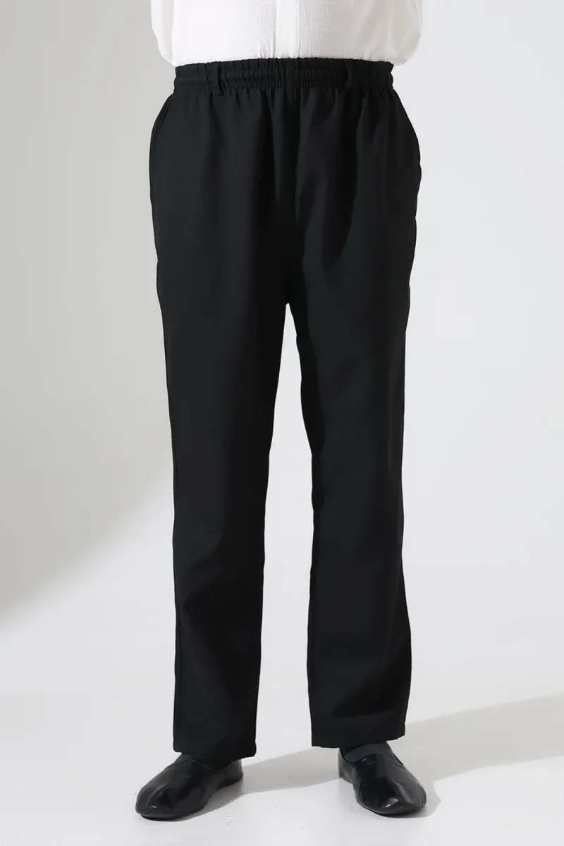 Erkek Kışlık Rahat Kesim Beli Lastikli Cepli Modern Kumaş Şalvar Pantolon - Siyah (IHVN) - 6