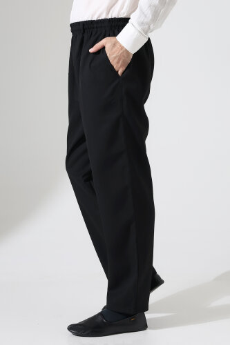 Erkek Kışlık Rahat Kesim Beli Lastikli Cepli Modern Kumaş Şalvar Pantolon - Siyah (IHVN) - 1