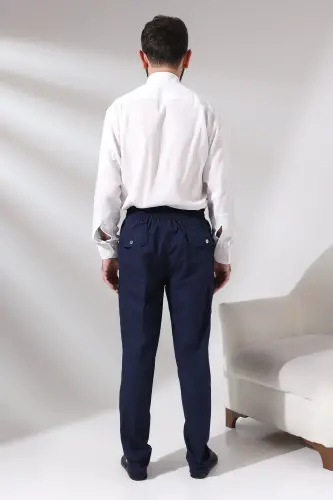 Erkek Lacivert Çınar Beach Yandan Cepli Rahat Kesim Beli Lastikli Kargo Şalvar Pantolon - 5