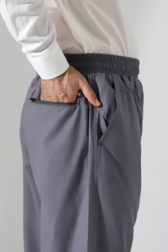 Erkek Lastikli Bel Cepli Hac Umre Keten Şalvar Pantolon - Antrasit (VŞN) - 7