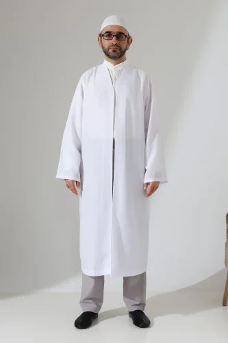Erkek Namaz Elbisesi Buhara Yaka Cepli Namaz Cübbesi Beyaz - (Sfa) - 3