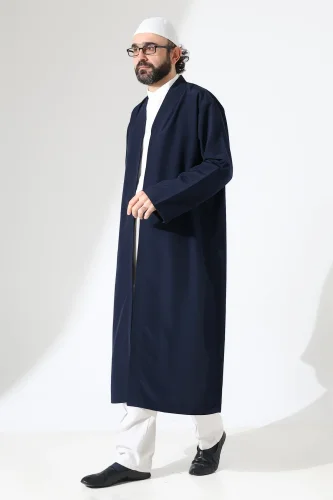 Erkek Namaz Elbisesi Buhara Yaka Cepli Namaz Cübbesi Lacivert - (Sfa) - 2