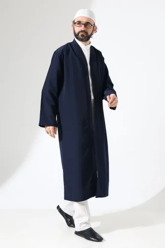 Erkek Namaz Elbisesi Buhara Yaka Cepli Namaz Cübbesi Lacivert - (Sfa) - 3