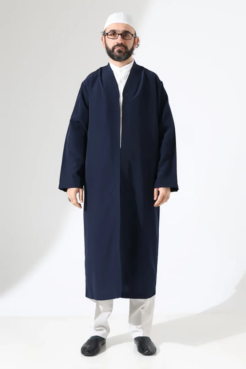 Erkek Namaz Elbisesi Buhara Yaka Cepli Namaz Cübbesi Lacivert - (Sfa) - 4