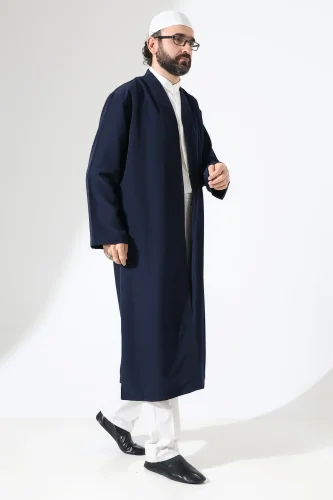 Erkek Namaz Elbisesi Buhara Yaka Cepli Namaz Cübbesi Lacivert - (Sfa) - 5
