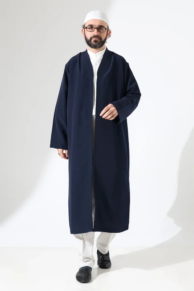 Erkek Namaz Elbisesi Buhara Yaka Cepli Namaz Cübbesi Lacivert - (Sfa) - 6